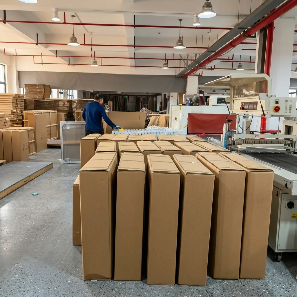 Export packaging and warehouse area at the Qitong Arts Xiamen facility